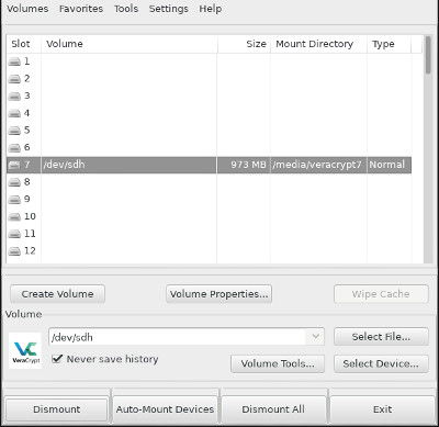 VeraCrypt смонтированный том в проводнике