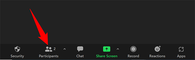 Нажмите «Участники» внизу экрана встречи