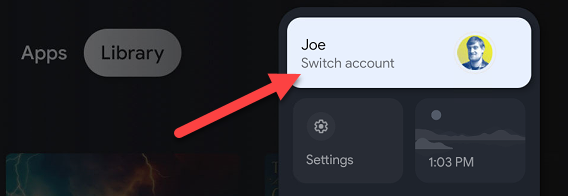 Выберите аккаунт из меню
