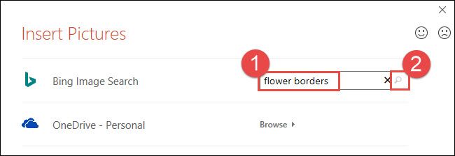Результаты поиска рамок в Bing внутри PowerPoint