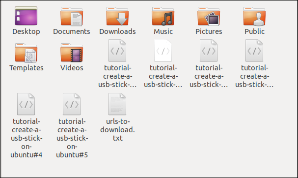 Список загруженных файлов в файловом менеджере Nautilus.
