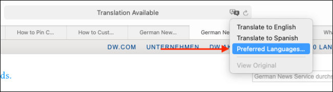 Нажмите Preferred Languages