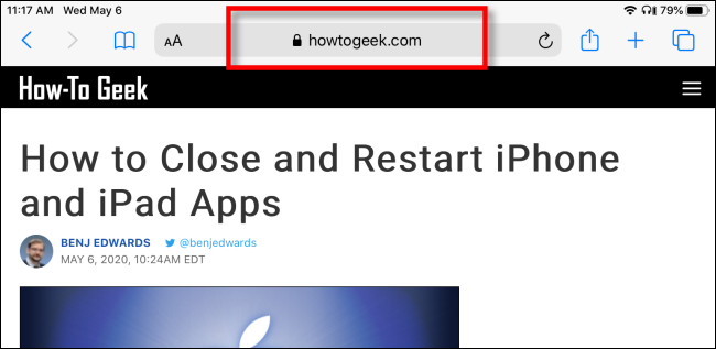 Коснитесь адресной строки в Safari на iPhone или iPad