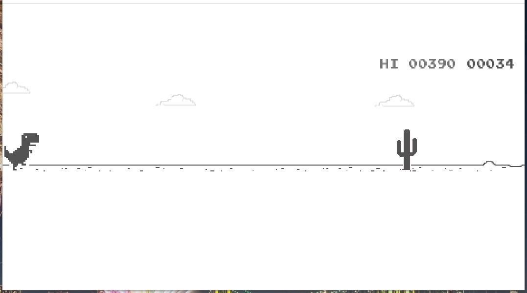 Изображение игры динозавра Chrome при отсутствии интернета