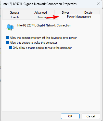 Управление электропитанием адаптера