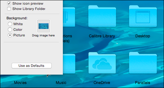 Выбор картинки в качестве фона папки — перетаскивание изображения