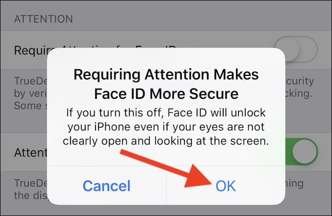 Подтвердите действие: кнопка OK на экране подтверждения