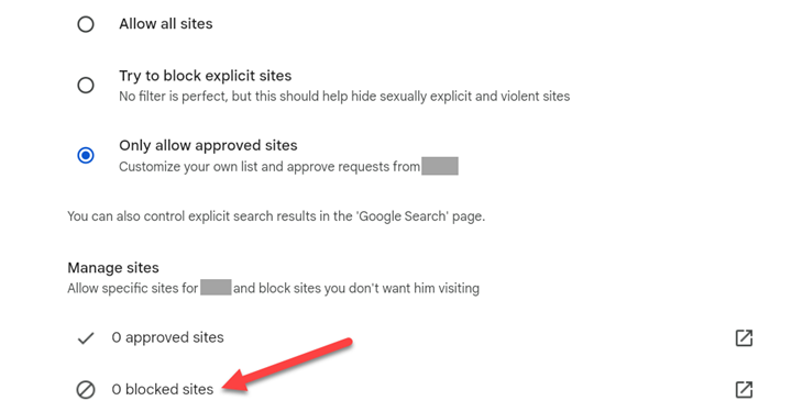 Выберите «Blocked Sites».