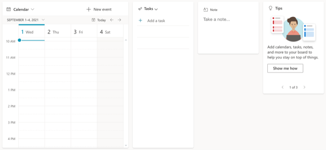 Просмотр Доски в календаре Outlook