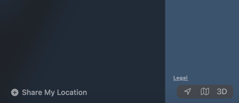 Кнопка Поделиться моим местоположением в приложении Локатор
