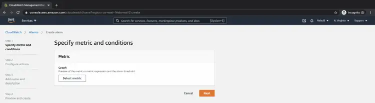 Specify metric and condition