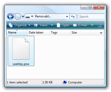 Файл userkey.psw на флешке — ключ сброса пароля