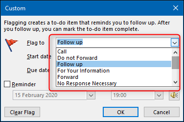 Меню выбора названия метки Flag to