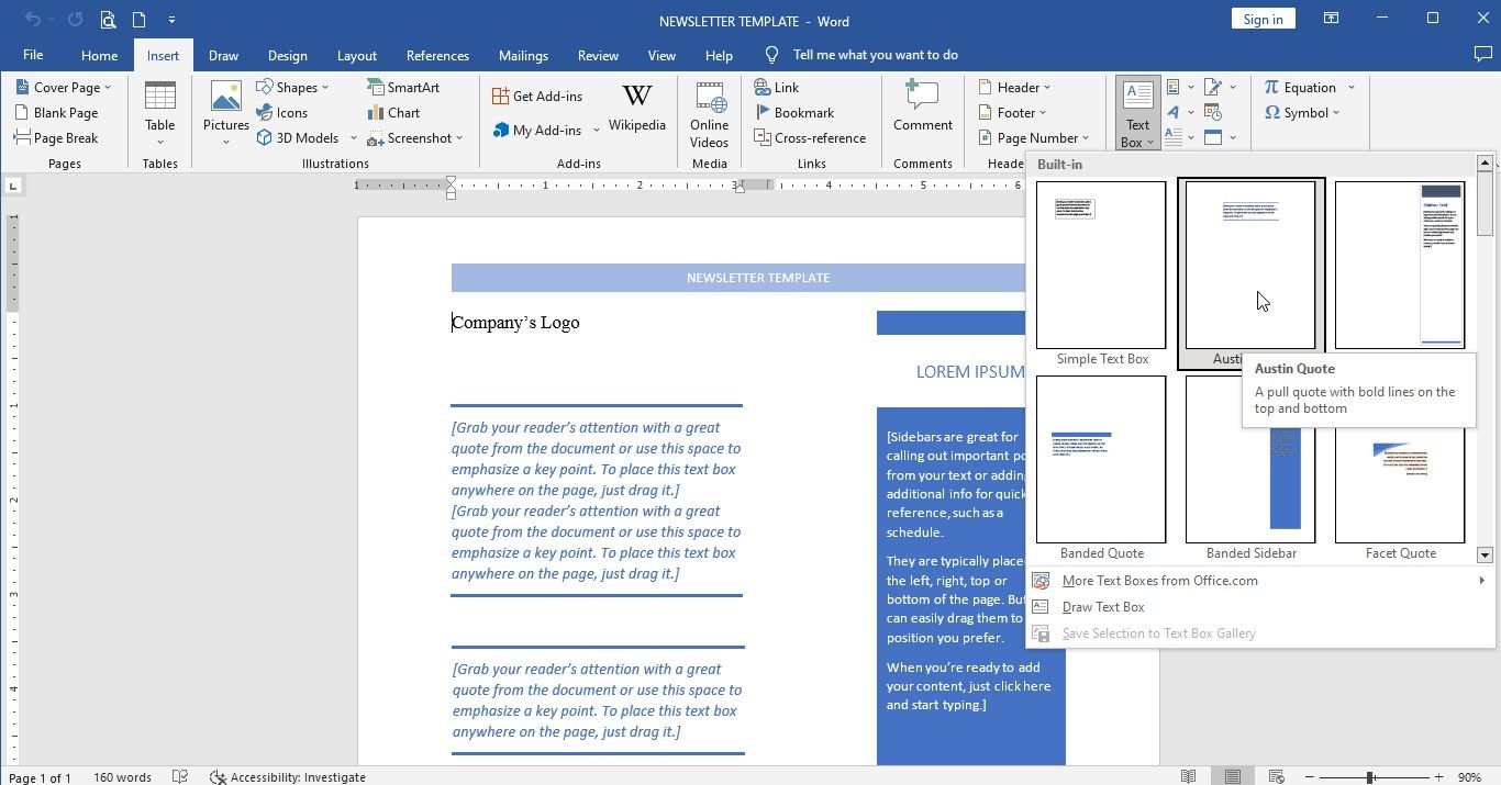 Различные варианты текстовых полей в Word
