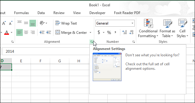 Клик по настройкам выравнивания