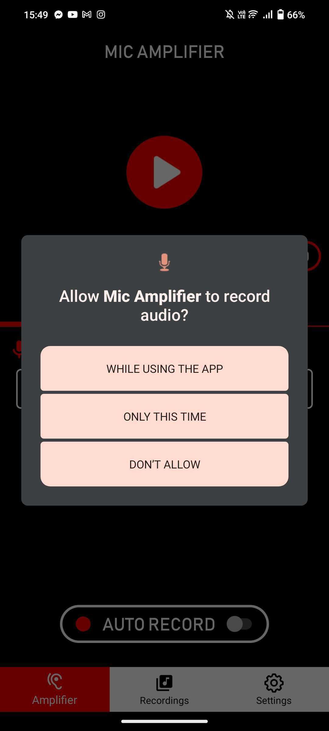 Mic Amplifier разрешения Android