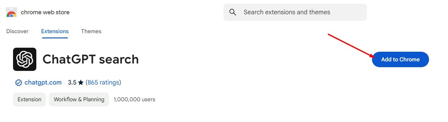 Кнопка «Добавить в Chrome» в Интернет-магазине.