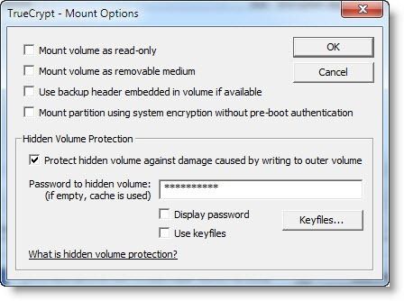 Опции монтирования с защитой скрытого тома