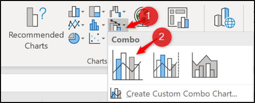 Вставить диаграмму «Групповая столбчатая — Линия»