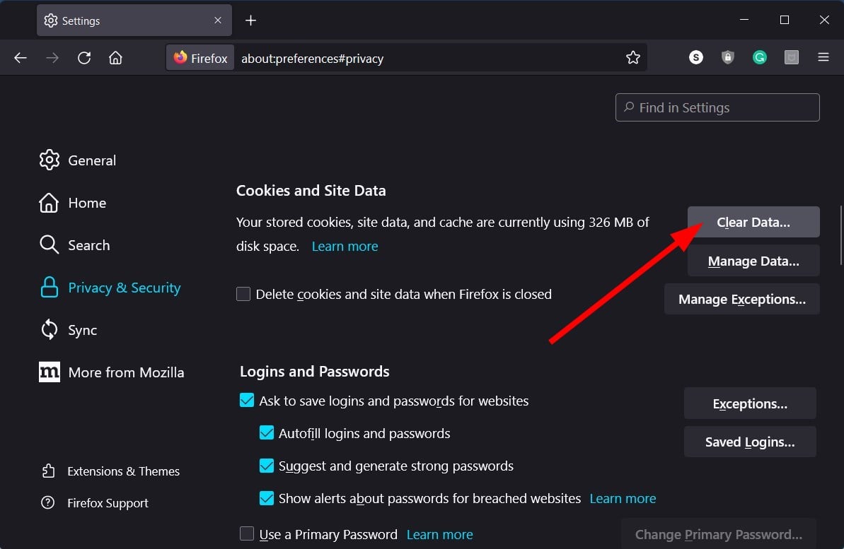Раздел «Конфиденциальность и безопасность» в Firefox