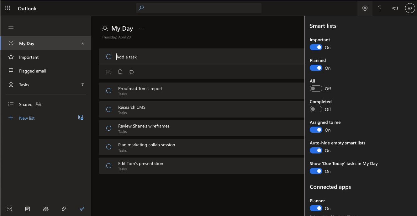 Параметры отображения списков в приложении