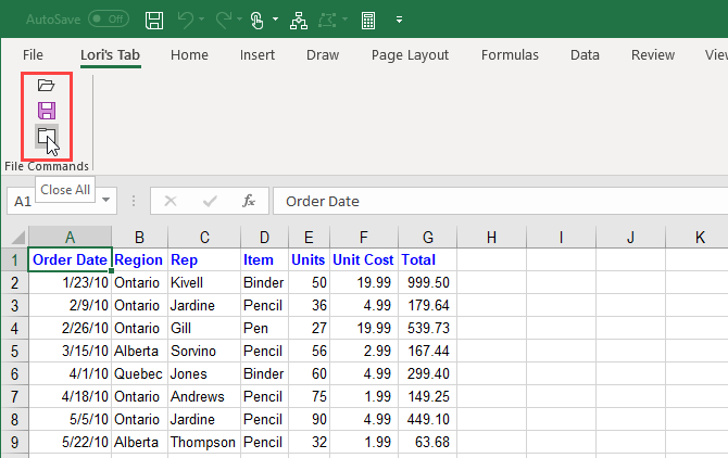 Labels hidden on commands in a group on the Excel ribbon