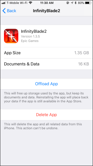Подтверждение выгрузки приложения на iPhone
