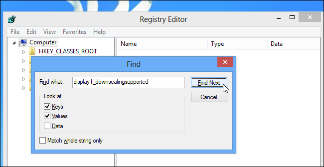 Результаты поиска по ключу display1_downscaling_supported в реестре