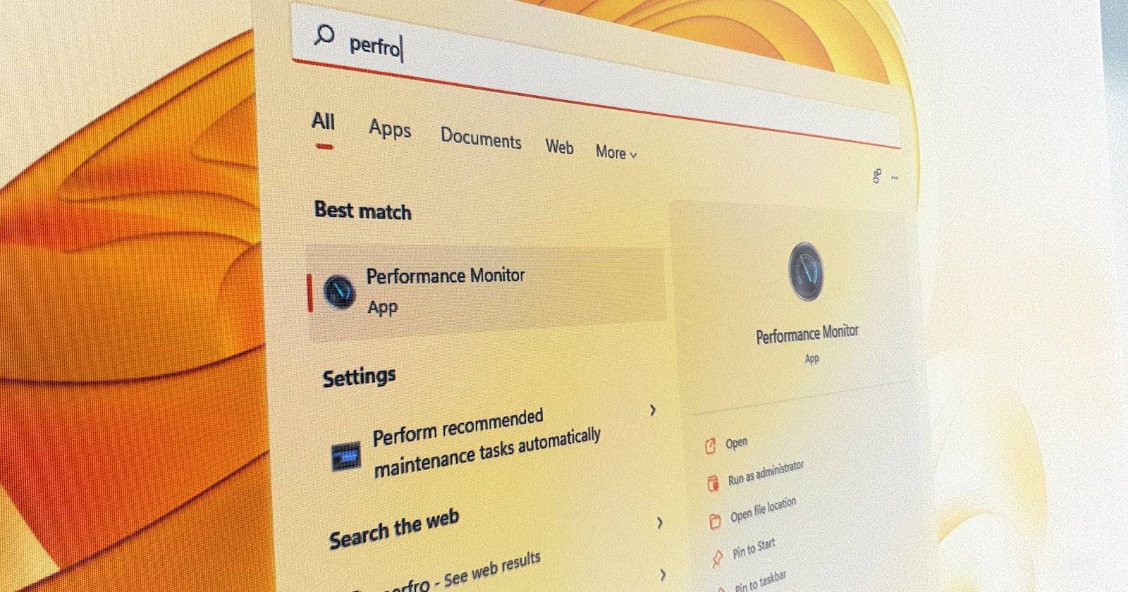 Как открыть Performance Monitor в Windows 11
