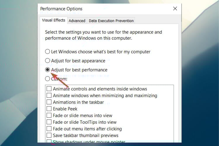 Опция обеспечения наилучшего быстродействия