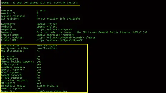 Вывод configure OpenSC — часть 1