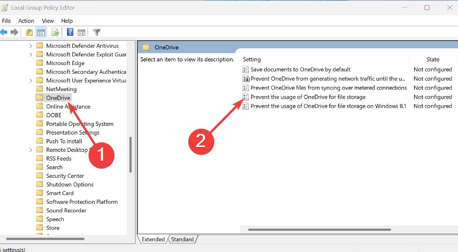 Политика запрета OneDrive