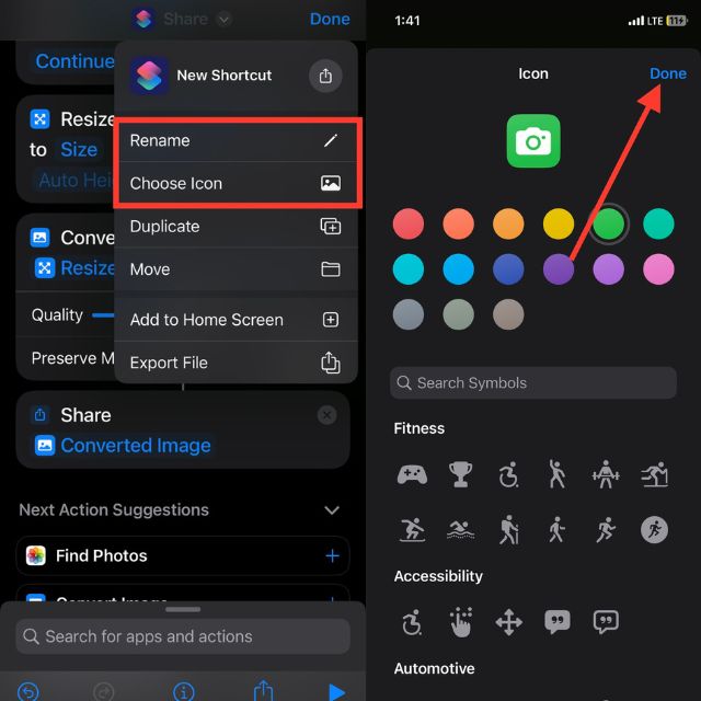 Atalho pronto para redimensionar e converter
