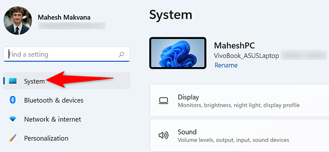 Пункт «Система» в Параметрах Windows