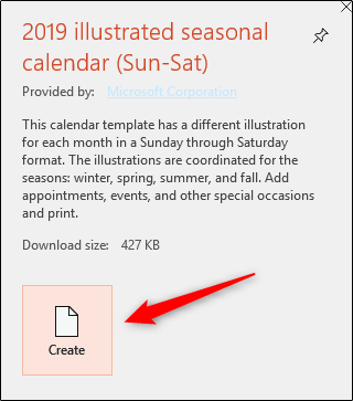 Создание нового календаря из шаблона