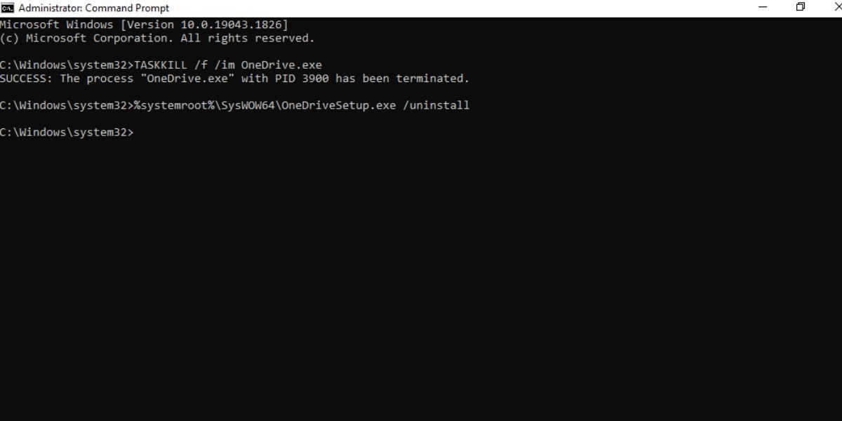Удаление OneDrive через CMD
