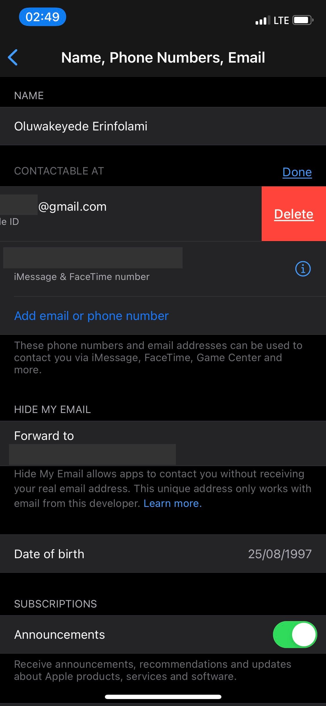 Изменение адреса электронной почты Apple ID на iPhone
