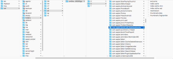 Поиск папки кэша Quick Look в /var/folders