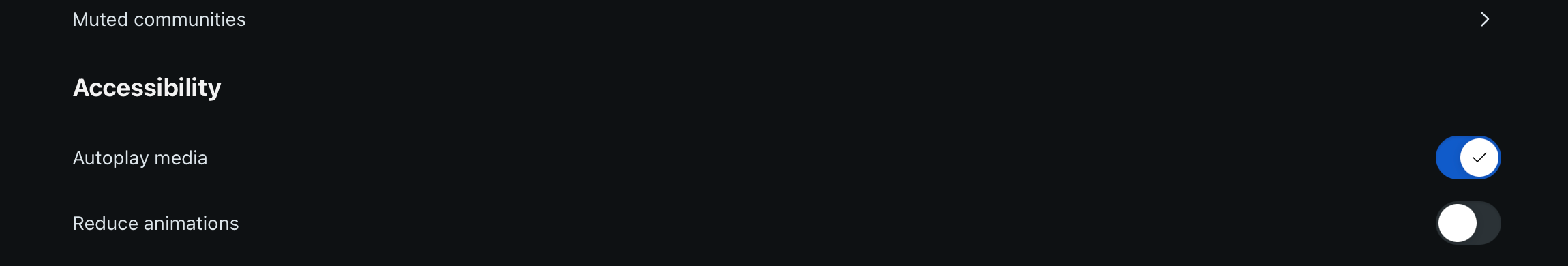 Скриншот настроек доступности в Reddit.