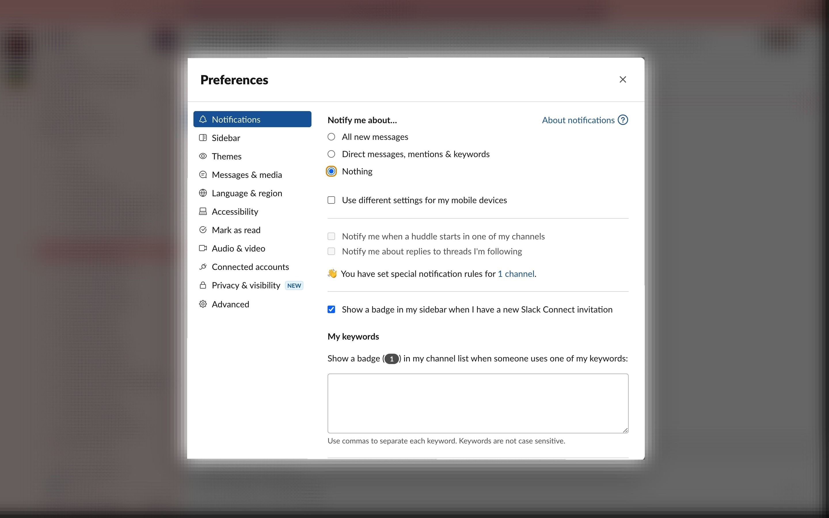Иллюстрация: полностью отключённые уведомления Slack