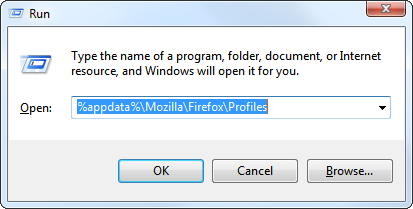 Carpeta de perfiles de Firefox en %appdata% de Windows