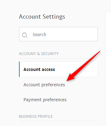Раздел Account Preferences в левой панели