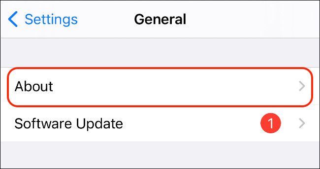 Tap About in iPhone Settings