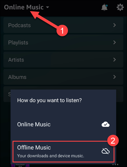 Android: переключение на офлайн-режим в Amazon Music