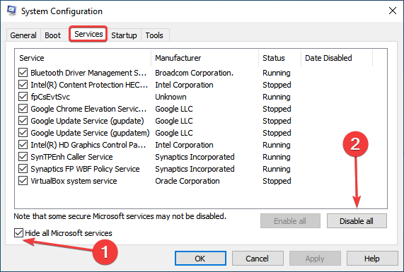 hide all microsoft services