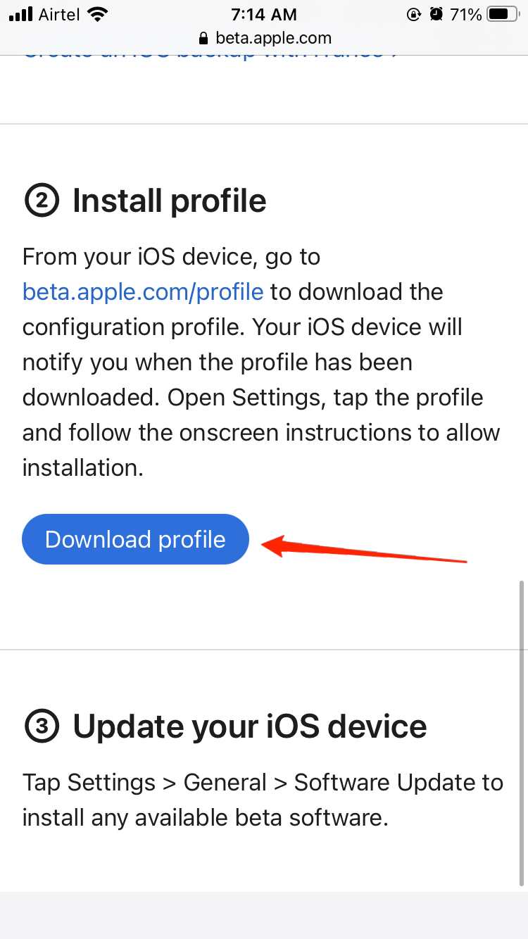 Загрузка профиля iOS 16 beta