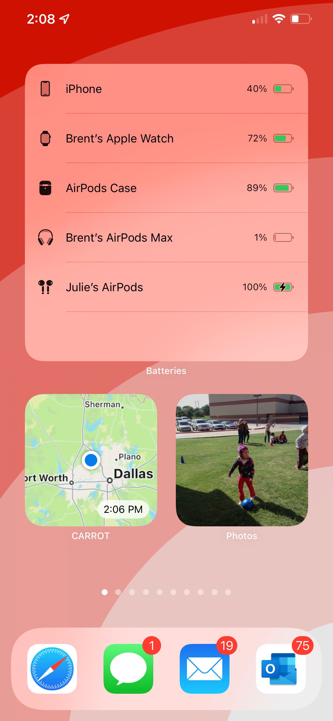 Виджет батареи AirPods на iPhone