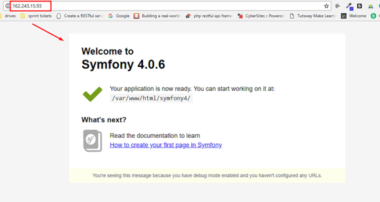 Стартовая страница Symfony