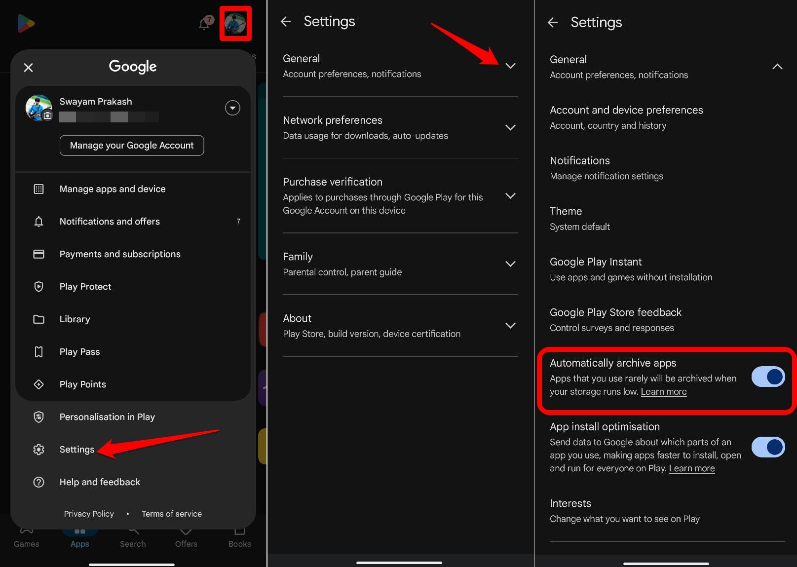Opción para archivar apps automáticamente en Play Store
