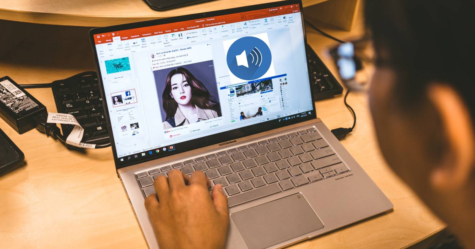 Использование приложения PowerPoint на ноутбуке